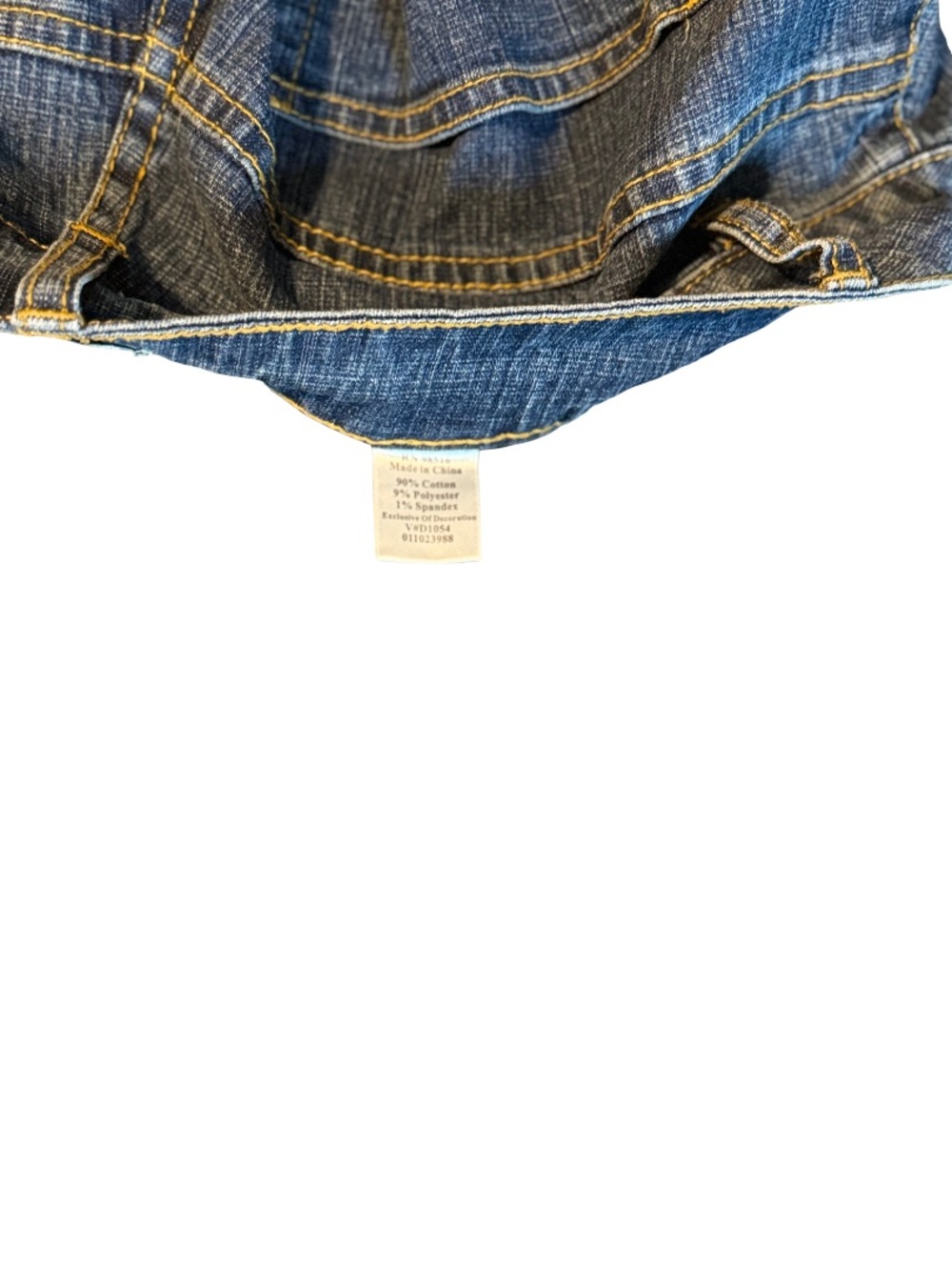 Coldwater Creek Blue Wide-Leg Jeans with Cream Floral Embroidery Size 12 - Picture 5 of 9